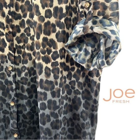 2X Joe Fresh Floaty Chiffon Animal Print Button Down Tunic - Picture 11 of 15